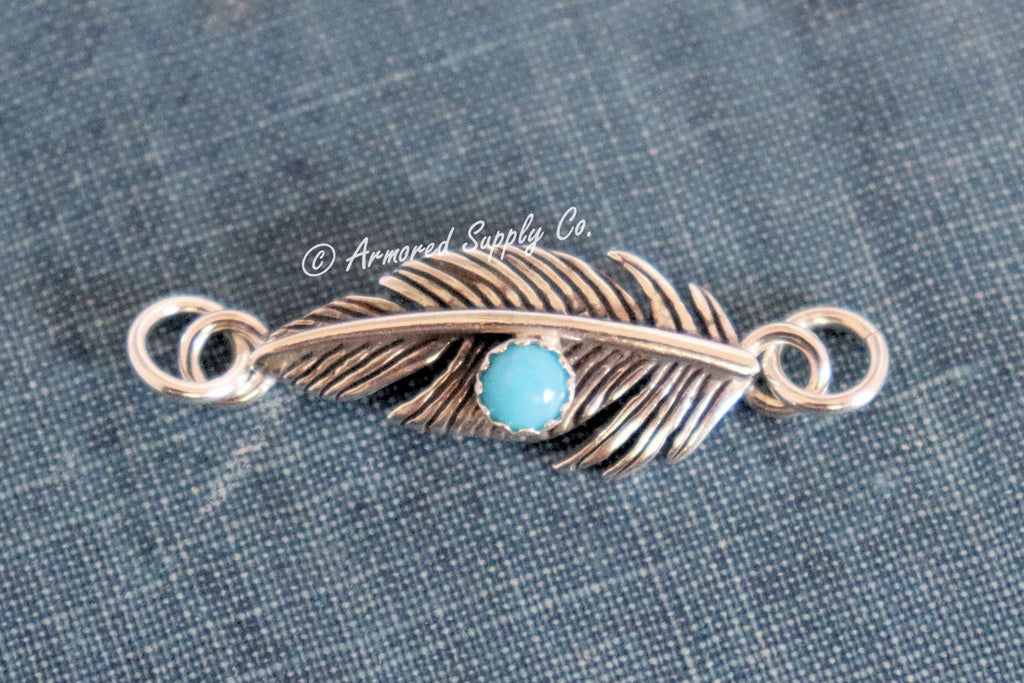 Sterling Silver Feather Bezel cup Connector