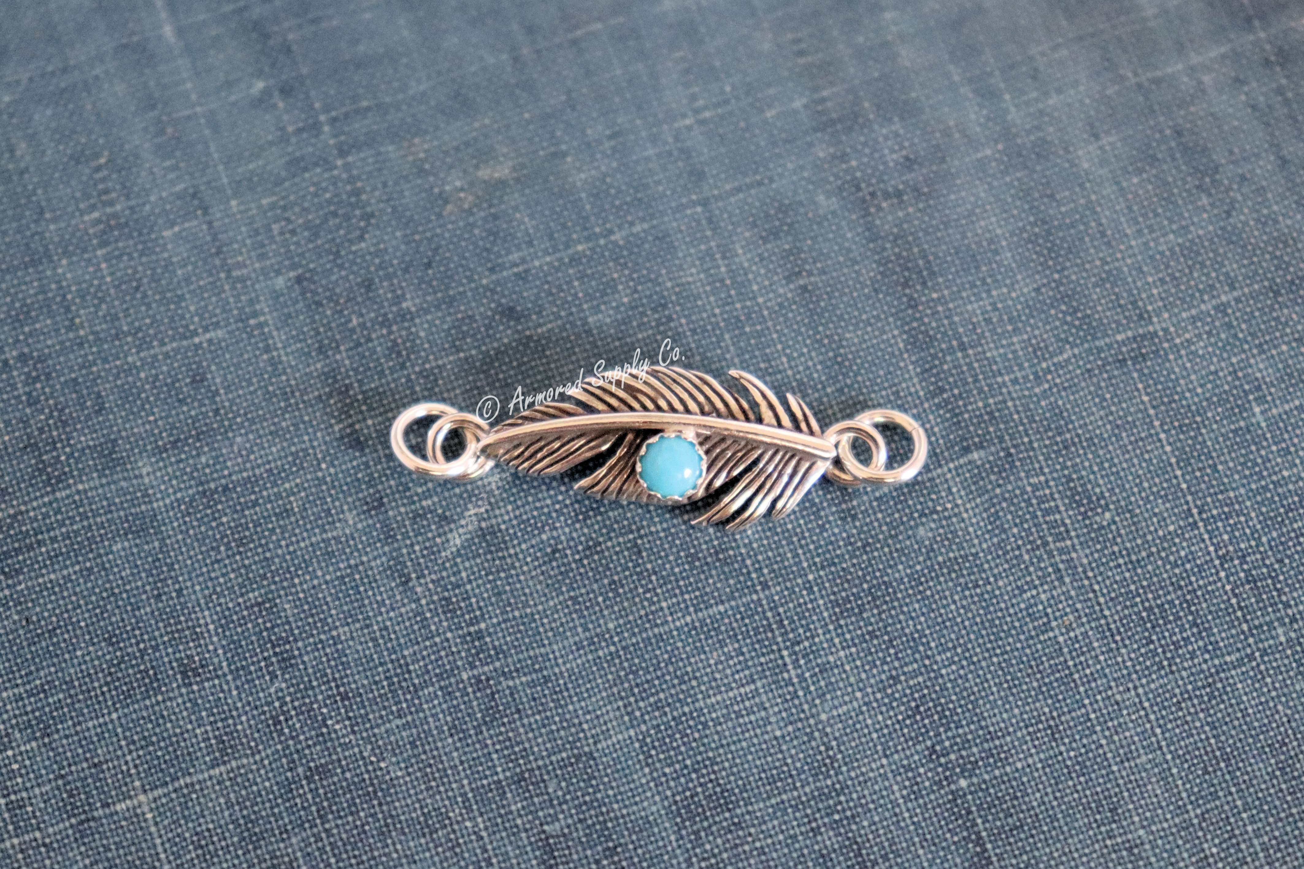 Sterling Silver Feather Bezel cup Connector