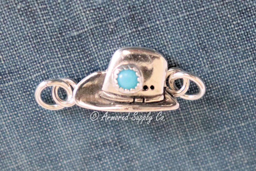 Sterling Silver Cowboy Cowgirl Hat Bezel cup Charm Connector #2