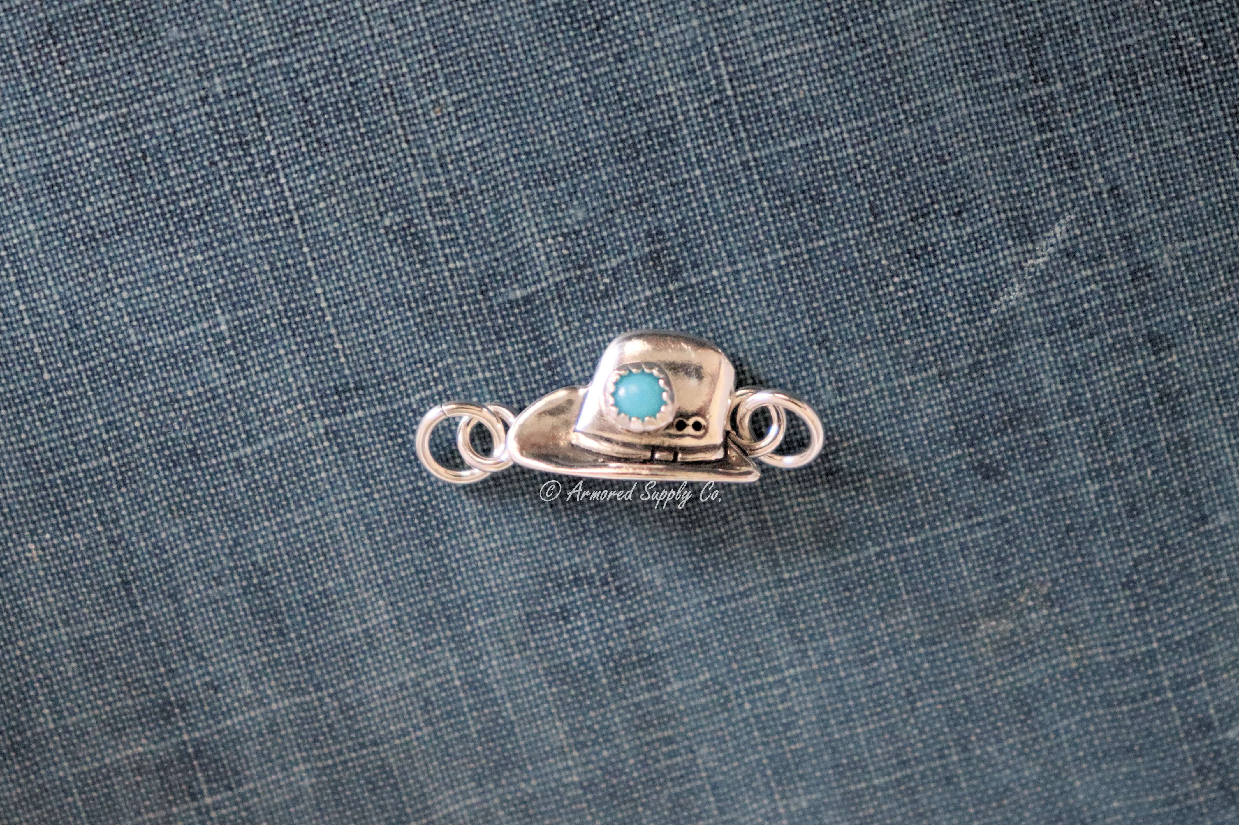 Sterling Silver Cowboy Cowgirl Hat Bezel cup Charm Connector #2