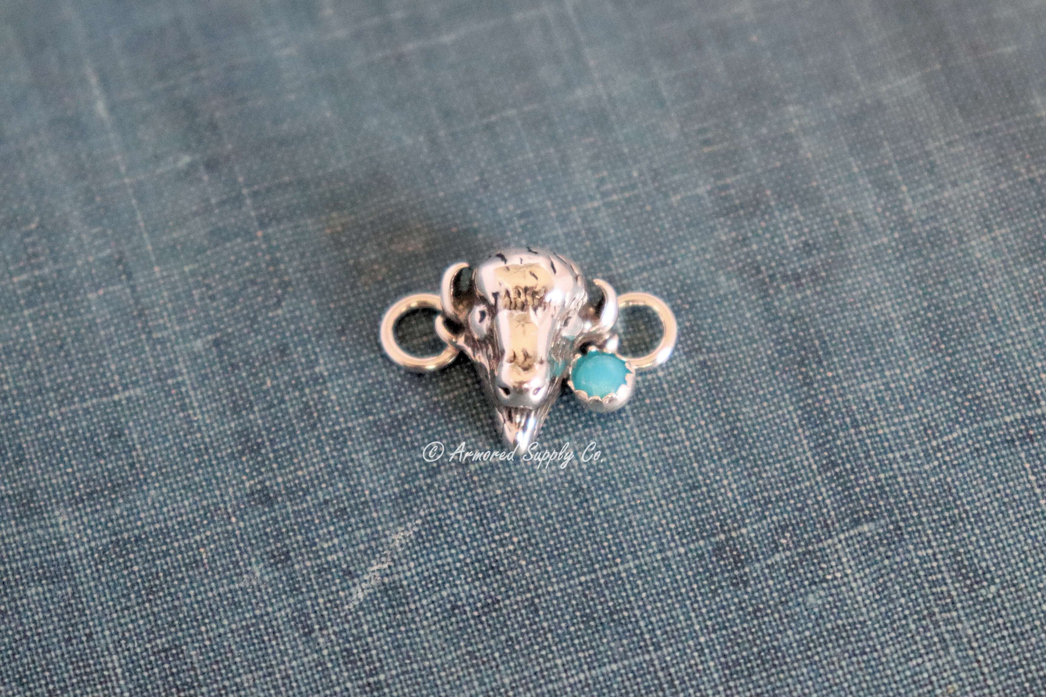 Sterling Silver Buffalo Bison Bezel Cup Connector