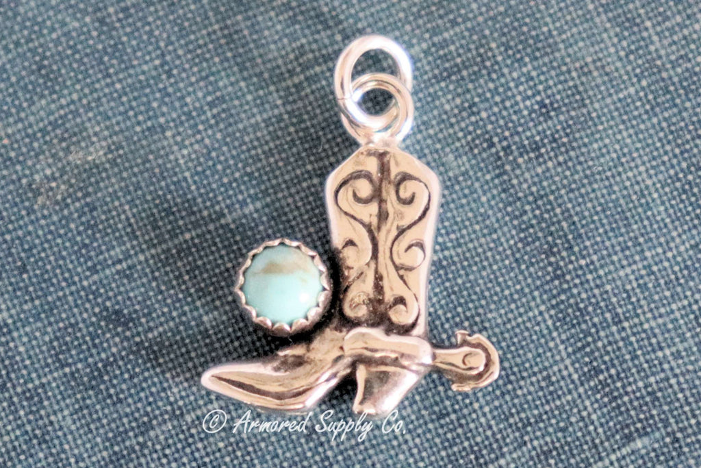Sterling Silver Cowboy Boot Bezel Cup Charm #3