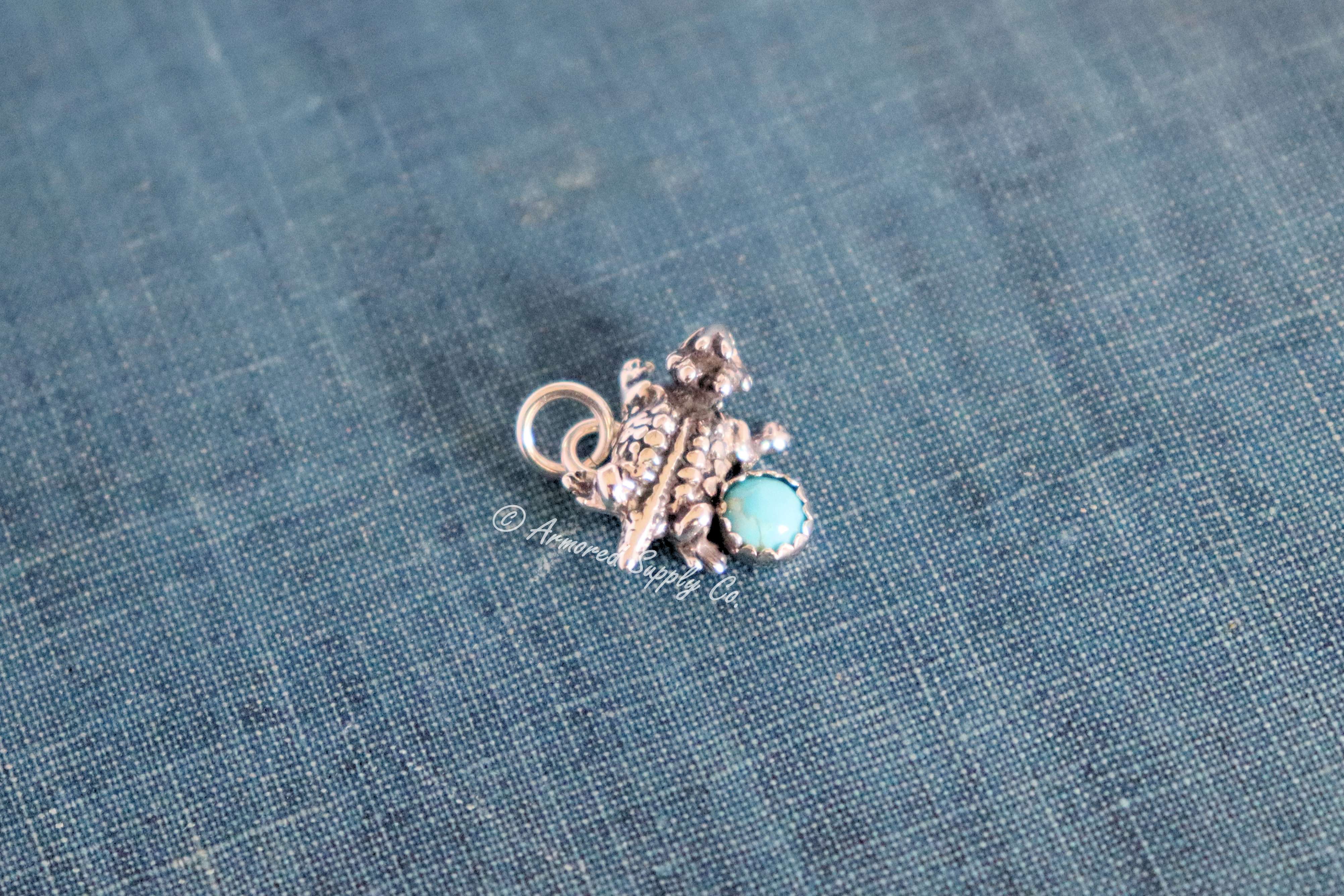 Sterling Silver Horned Toad Bezel cup Charm #1
