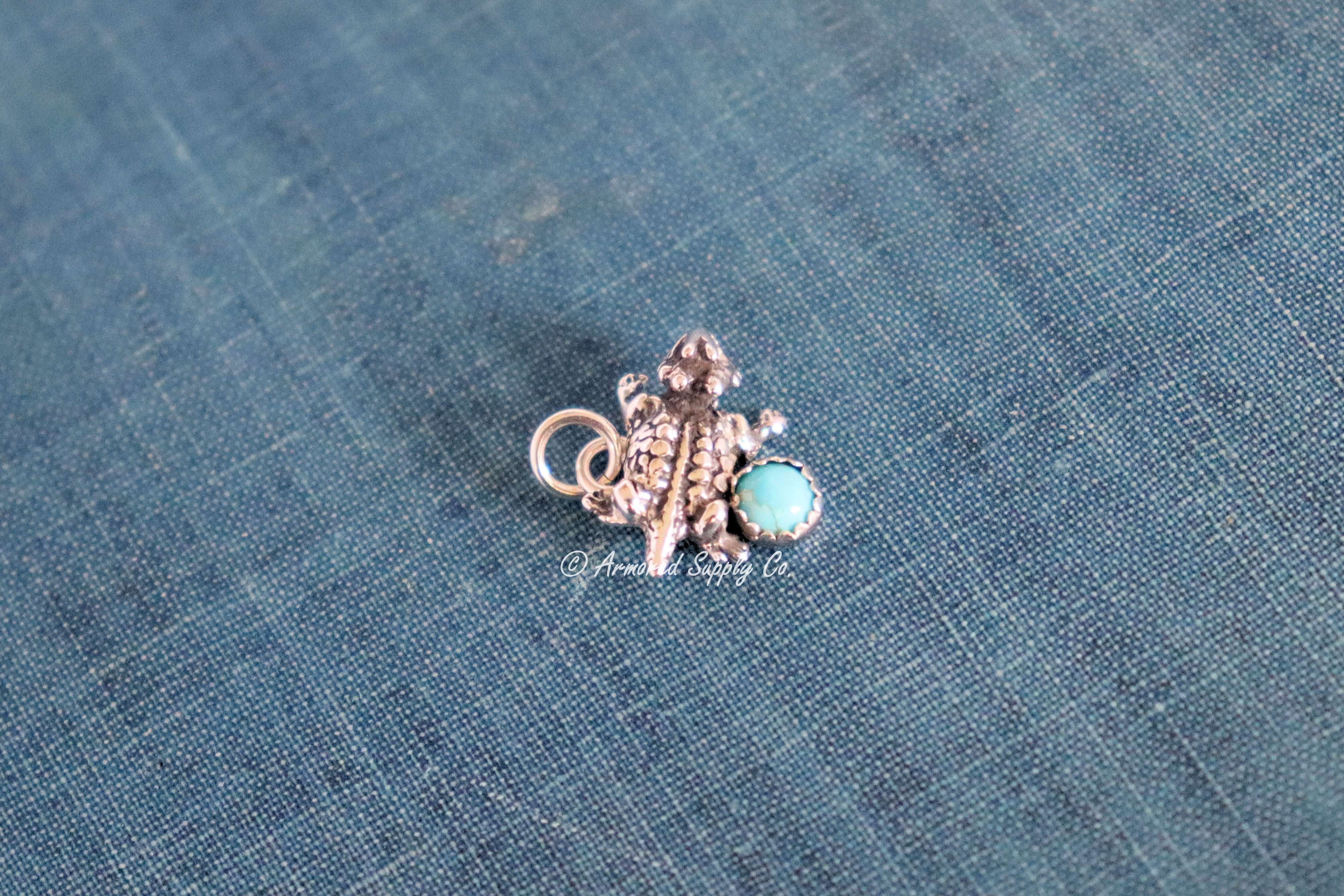Sterling Silver Horned Toad Bezel cup Charm #1