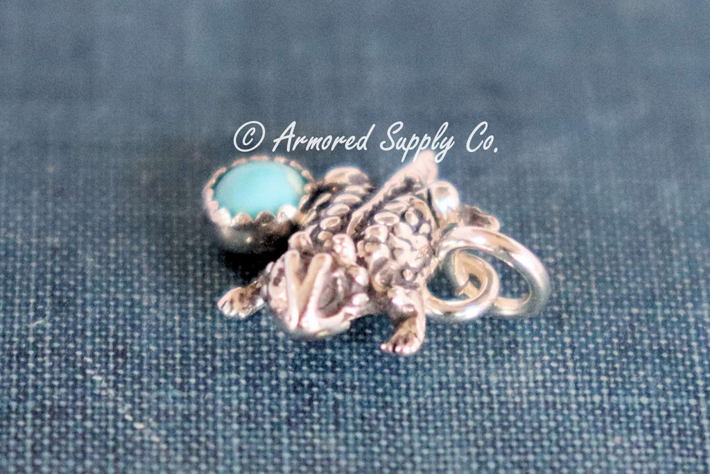 Sterling Silver Horned Toad Bezel cup Charm #1