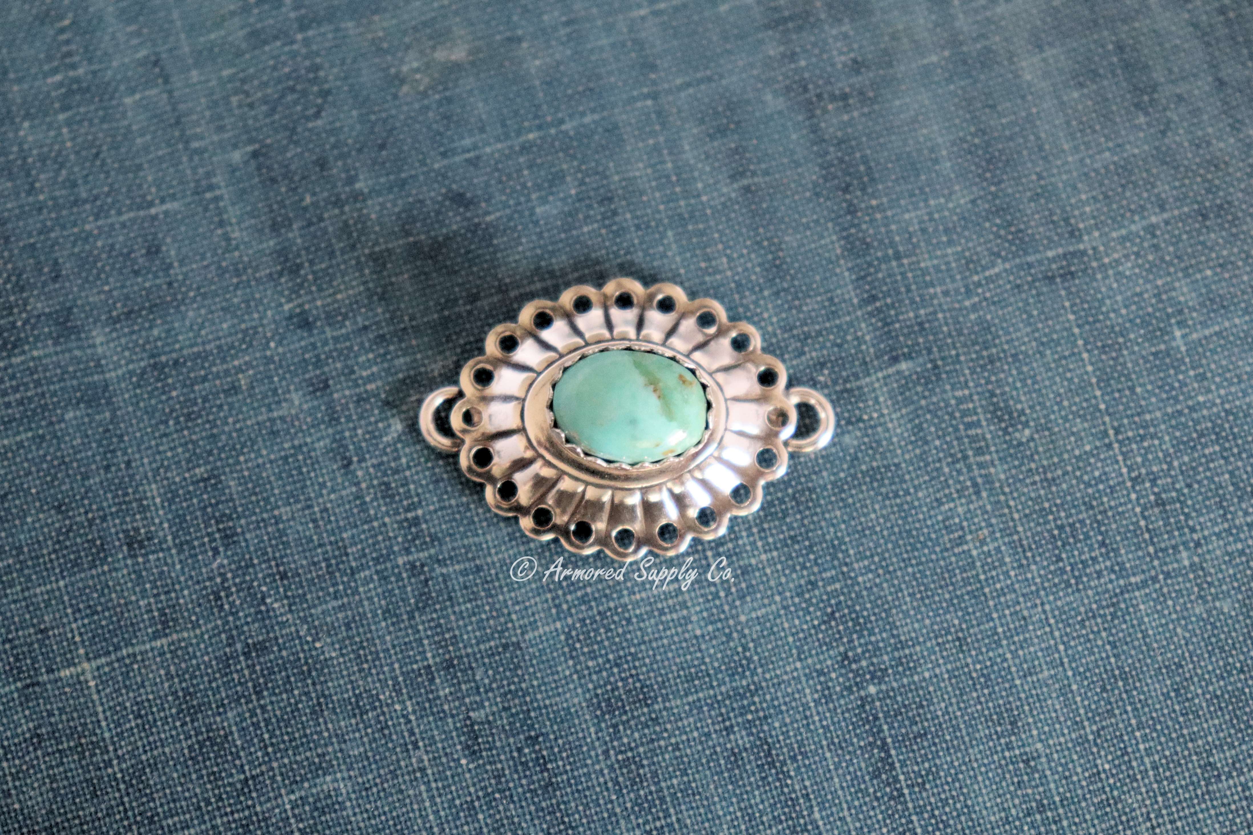 Sterling Silver Scalloped Oval Concho Connector #2