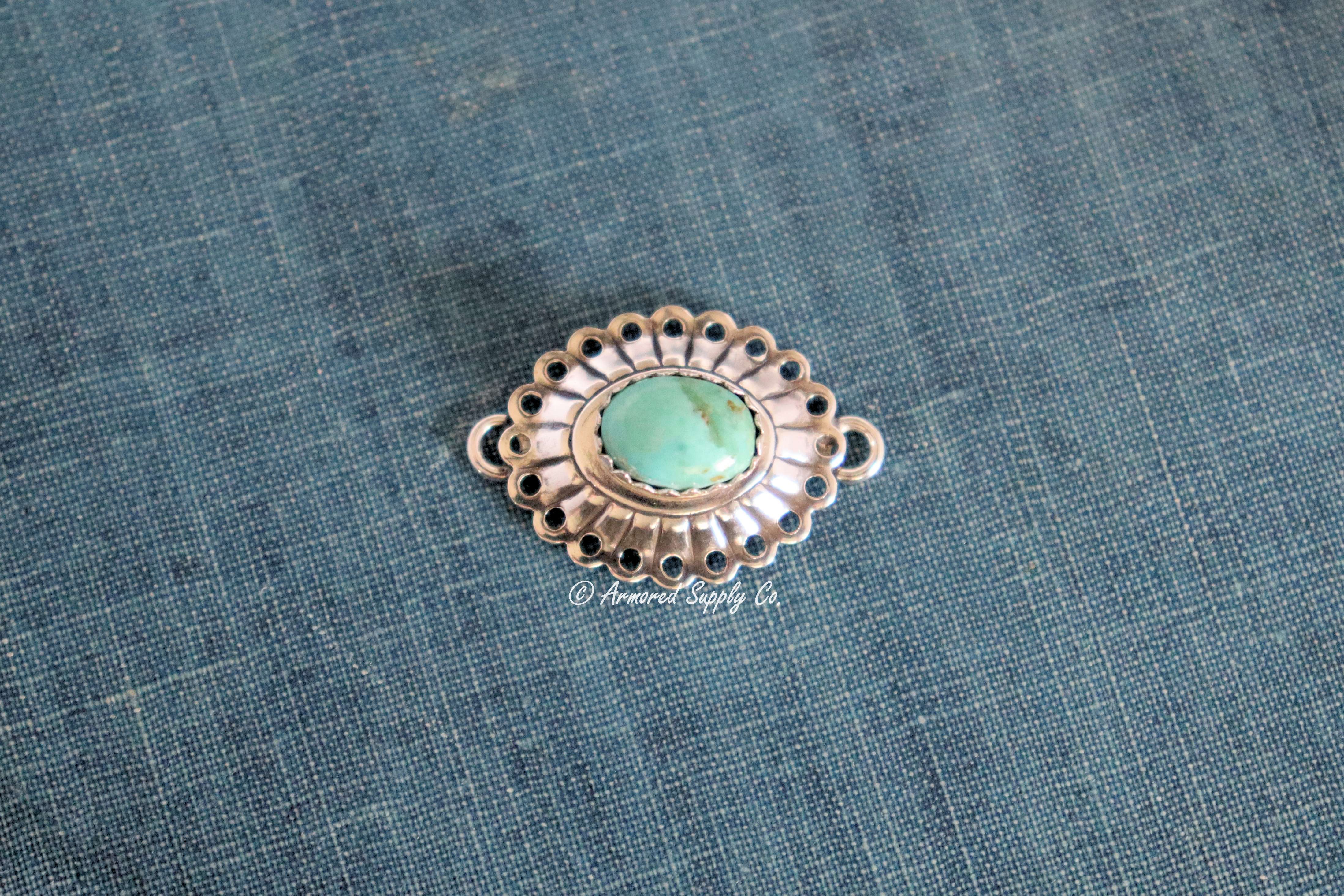 Sterling Silver Scalloped Oval Concho Connector #2