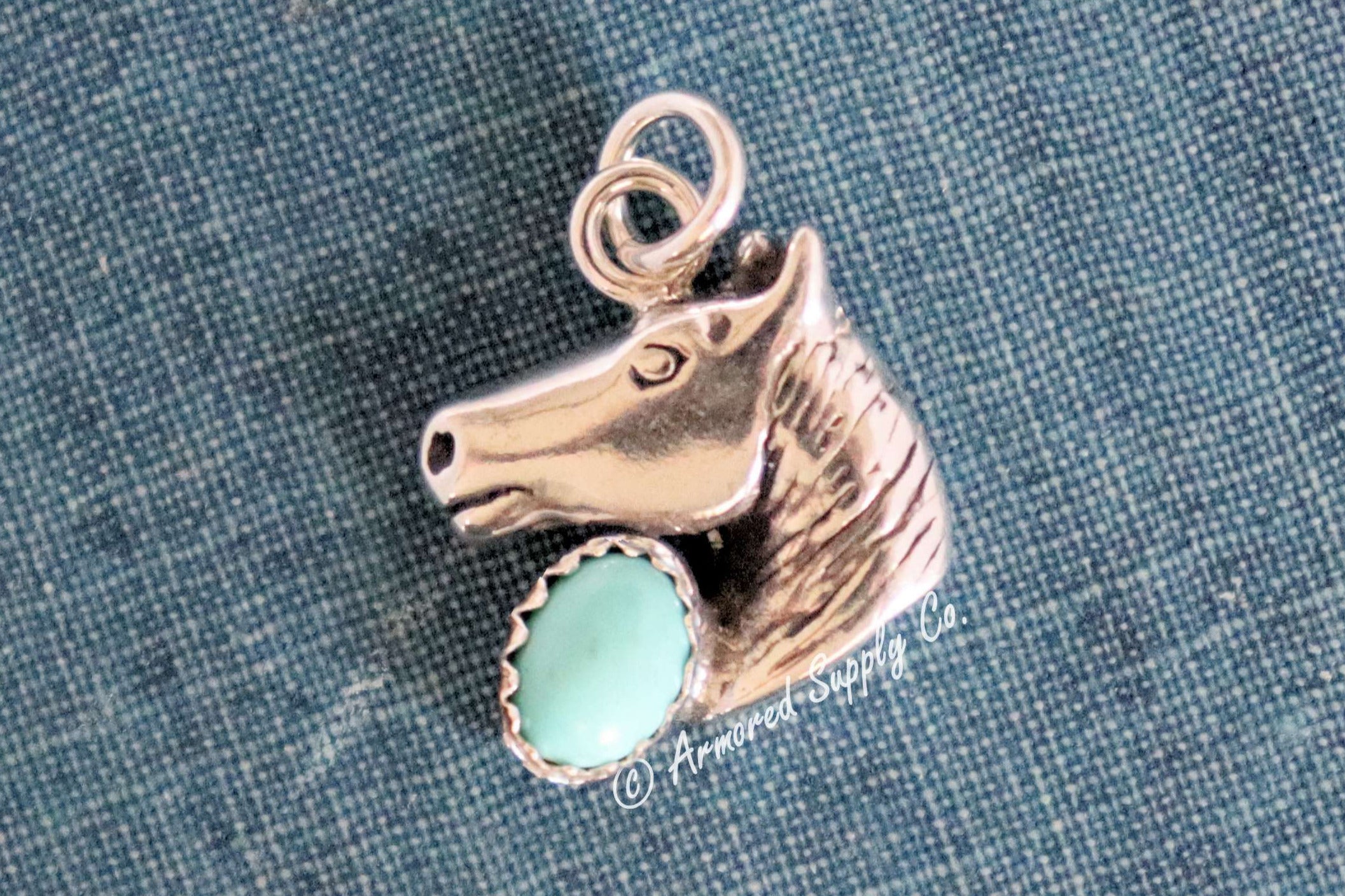Sterling Silver Horse Head Bezel cup Charm #2