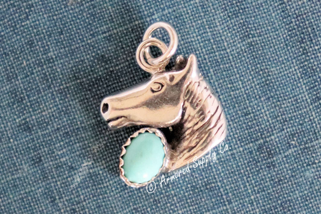 Sterling Silver Horse Head Bezel cup Charm #2