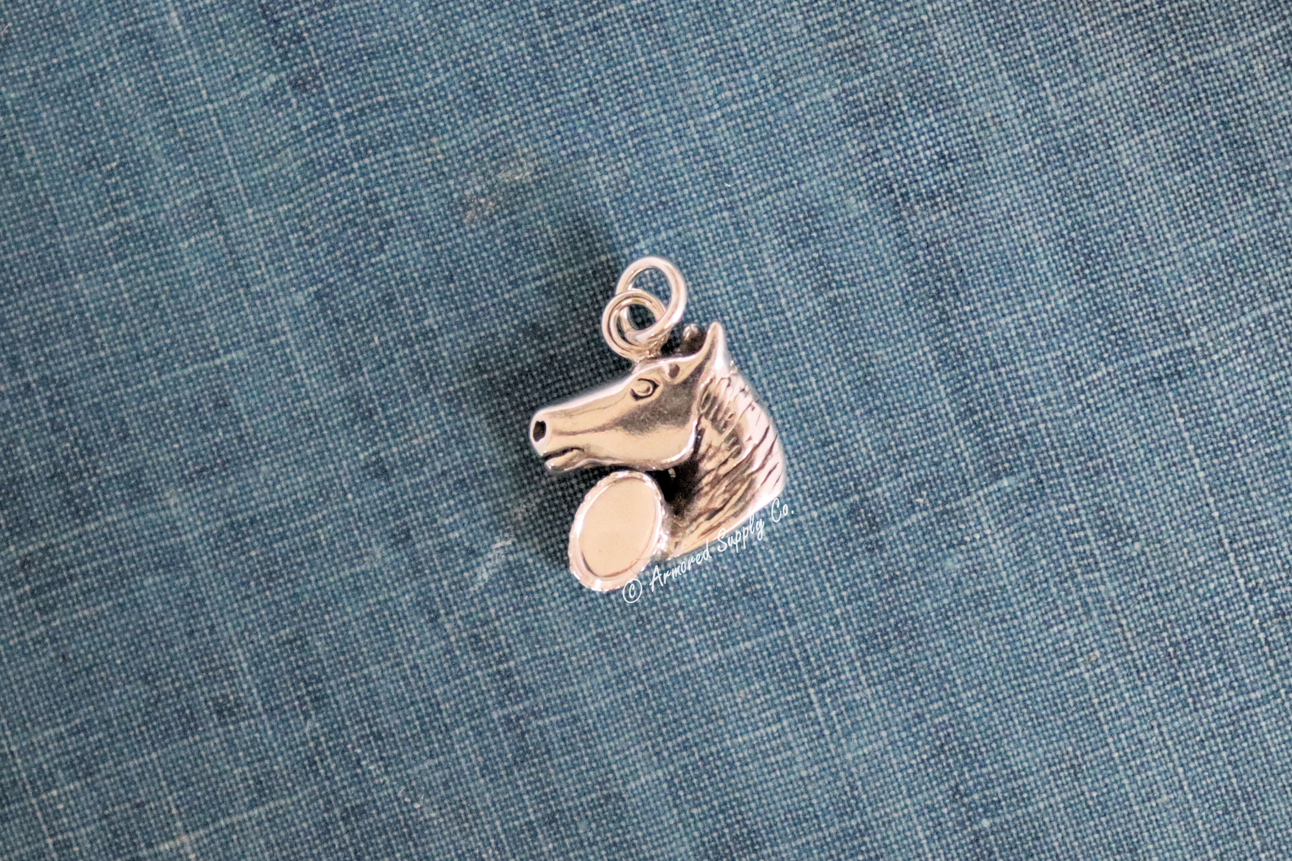 Sterling Silver Horse Head Bezel cup Charm #2