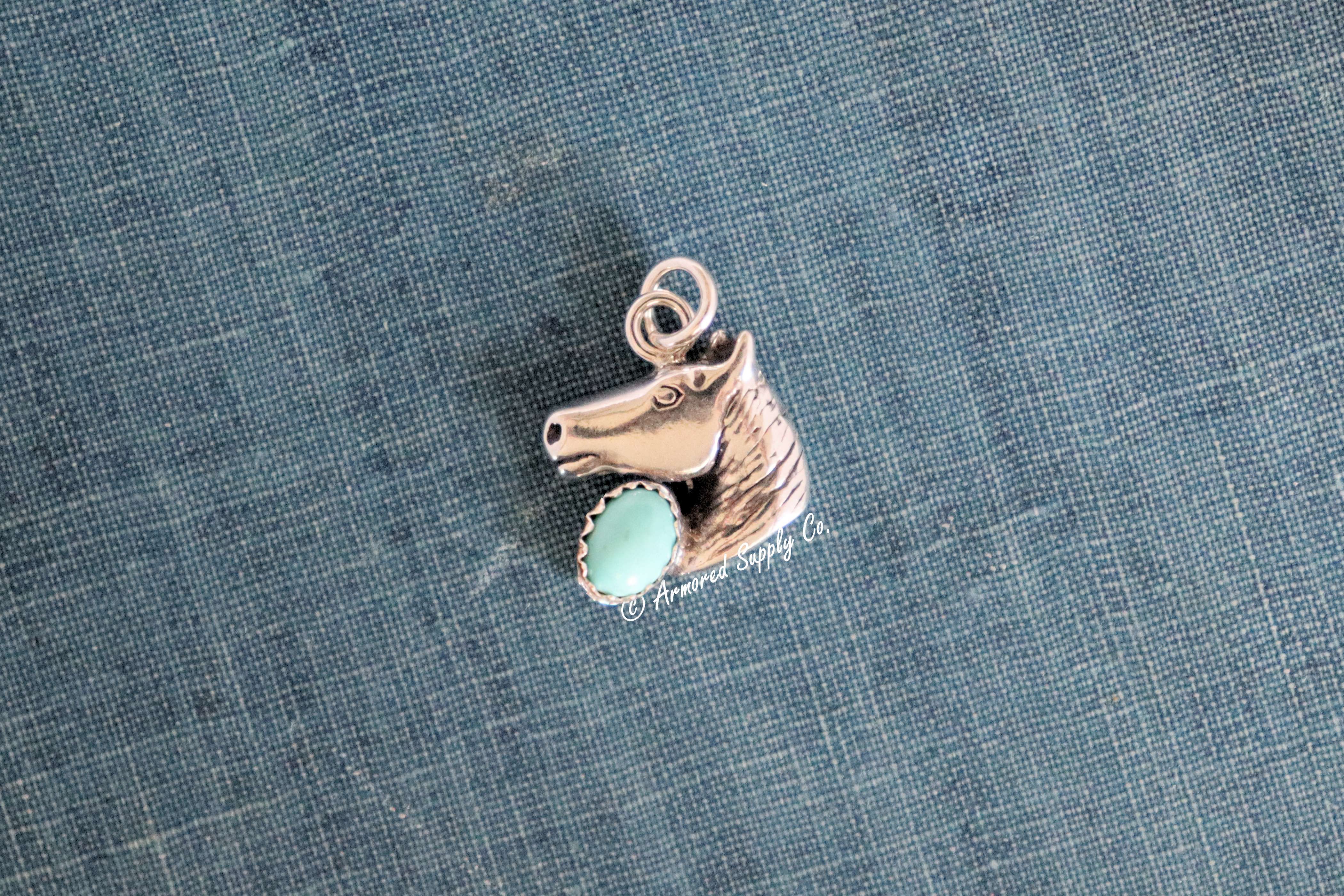 Sterling Silver Horse Head Bezel cup Charm #2