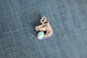 Sterling Silver Horse Head Bezel cup Charm #2
