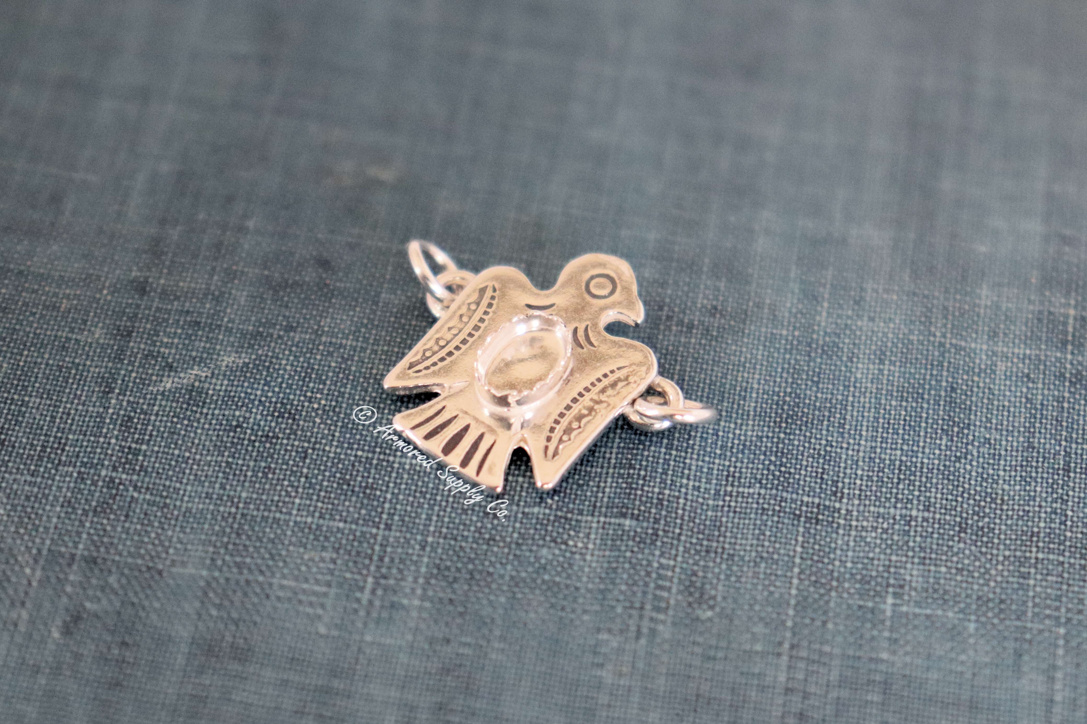 Sterling Silver Thunderbird Bezel cup Connector #5