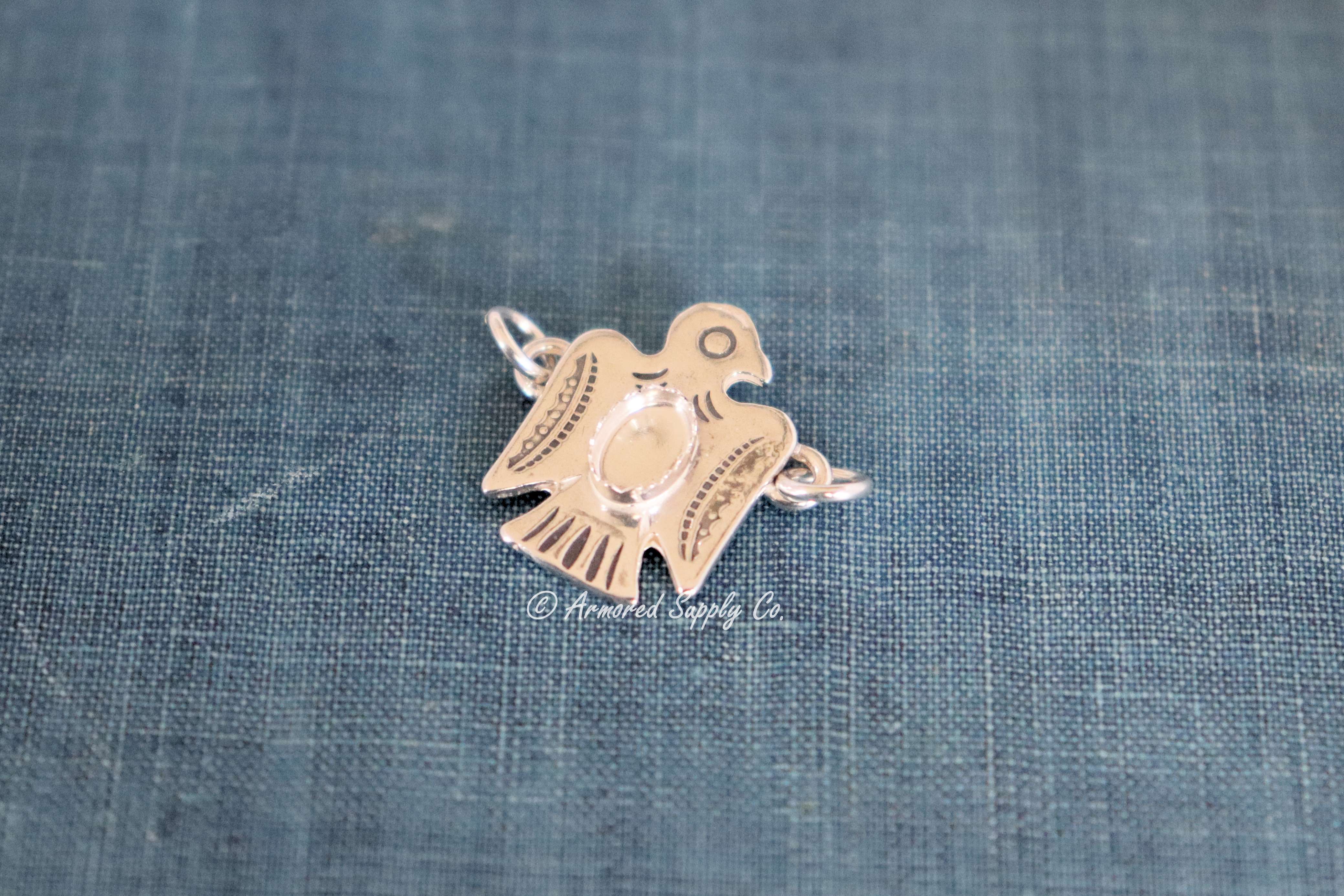 Sterling Silver Thunderbird Bezel cup Connector #5