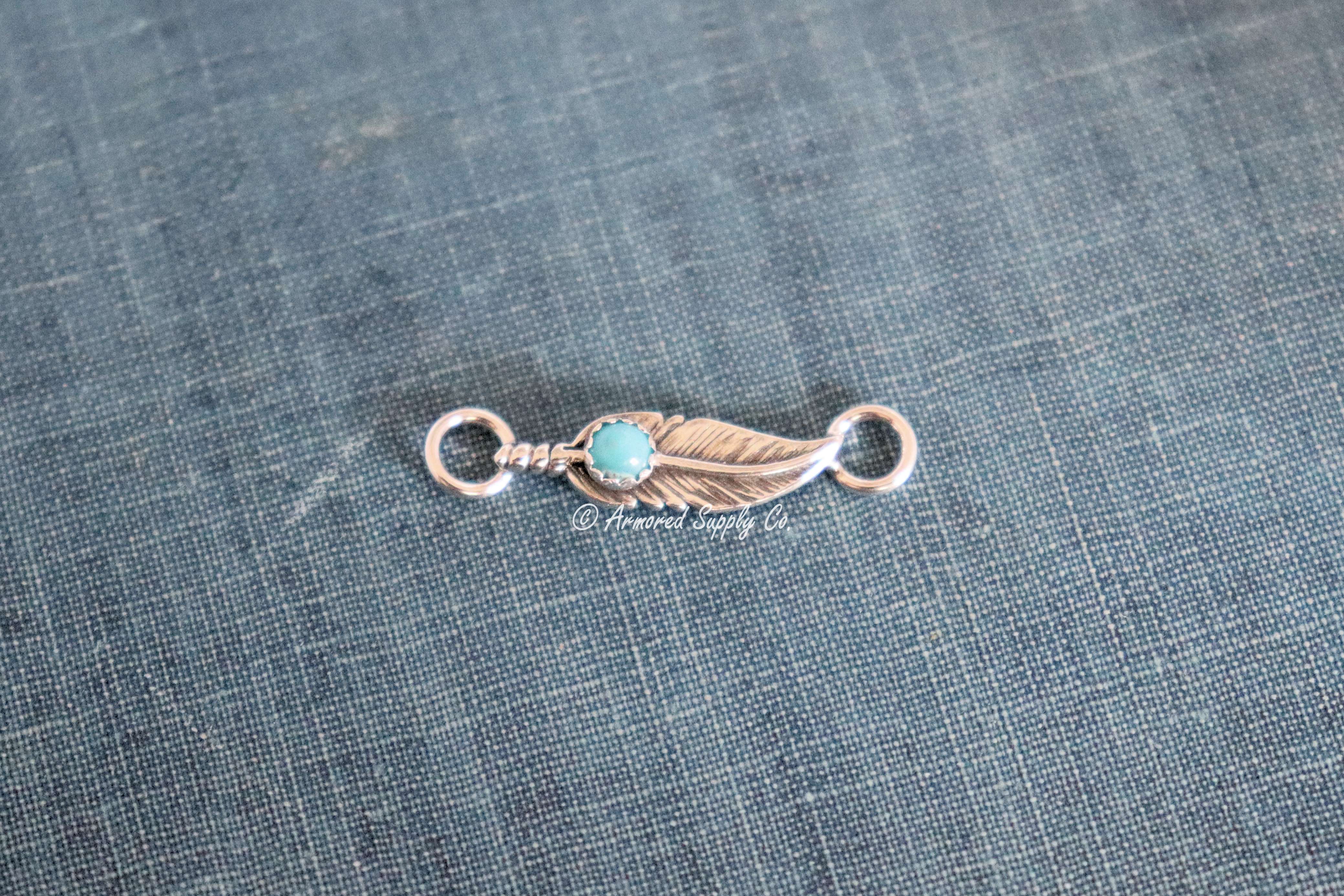 Sterling Silver Feather #2 Bezel cup Connector
