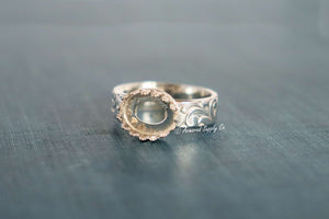 Engraved Band Crown Oval Bezel Cup Ring blank