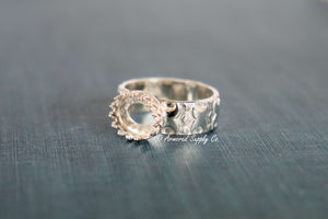 Double Moon Band Crown Oval Bezel Cup Ring blank