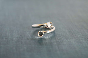 Silver Wide Band Double Bezel Bypass Adjustable Serrated Bezel Cup Ring blank