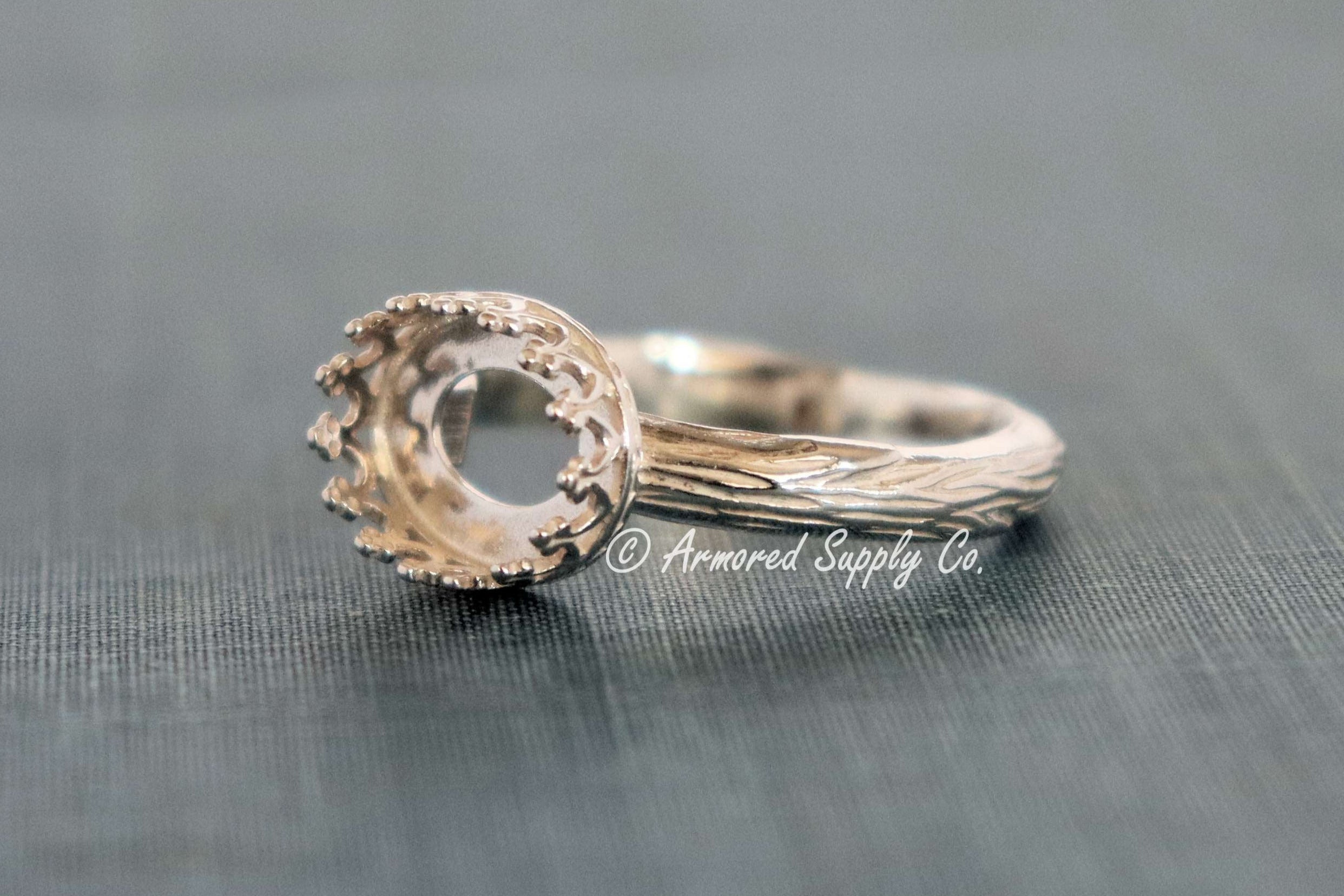 Tree Branch Twig Crown Oval Bezel Cup Ring blank