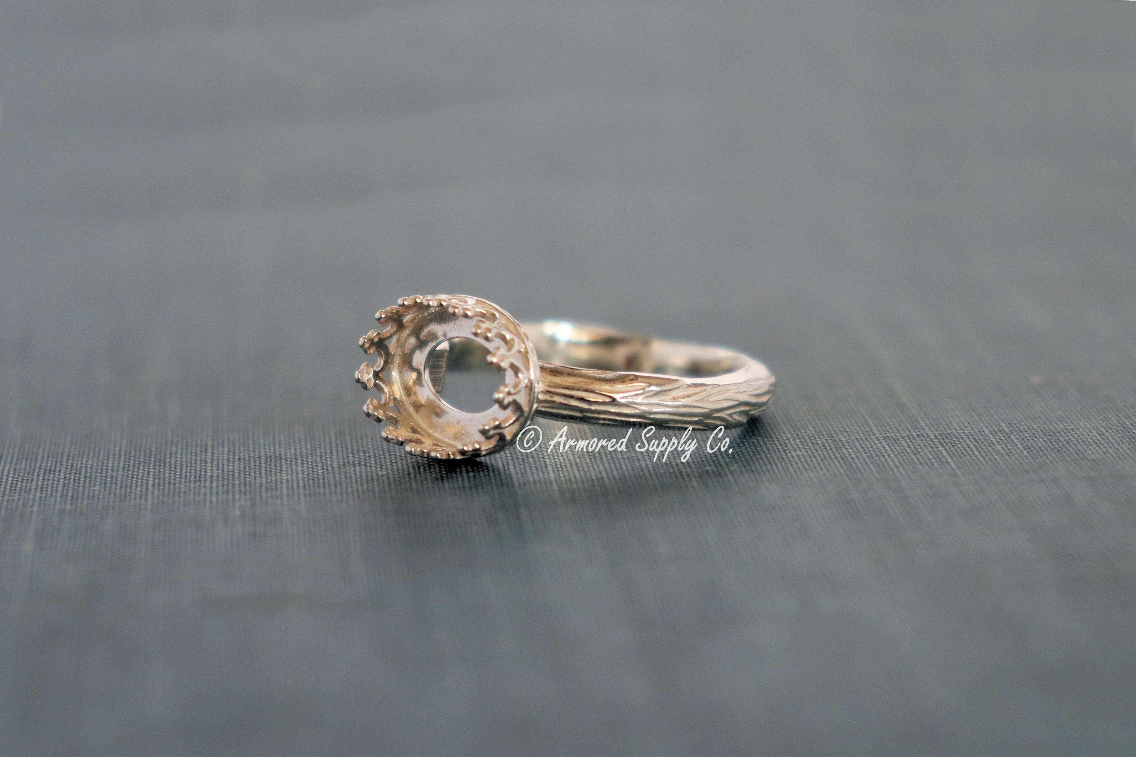 Tree Branch Twig Crown Oval Bezel Cup Ring blank
