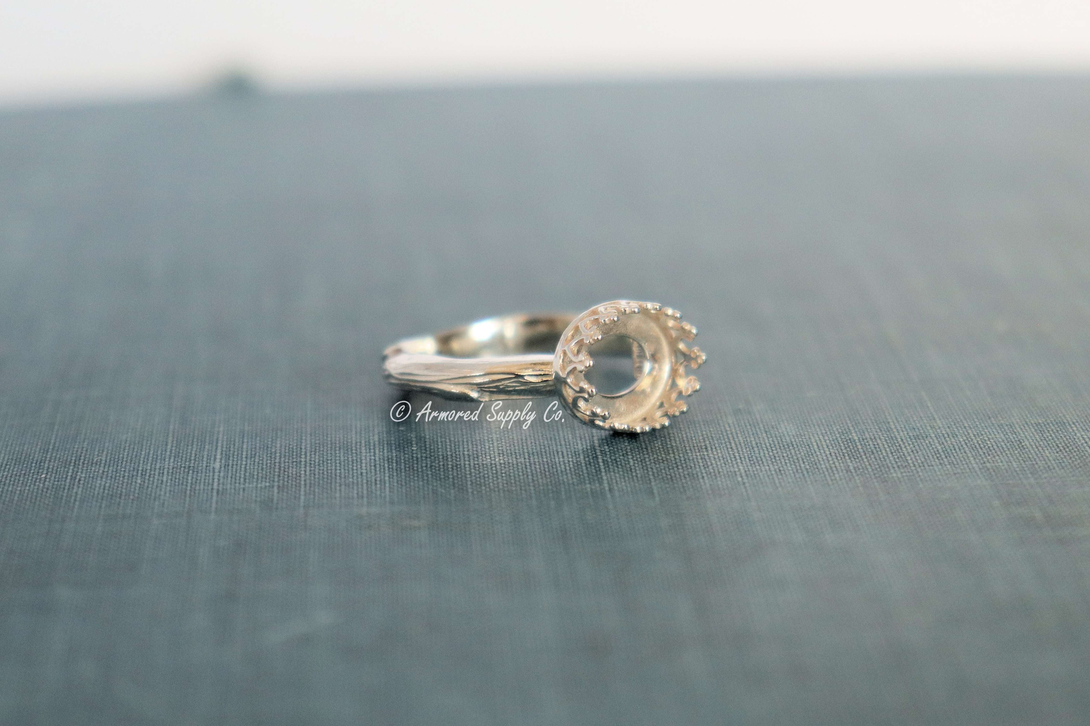 Tree Branch Twig Crown Oval Bezel Cup Ring blank