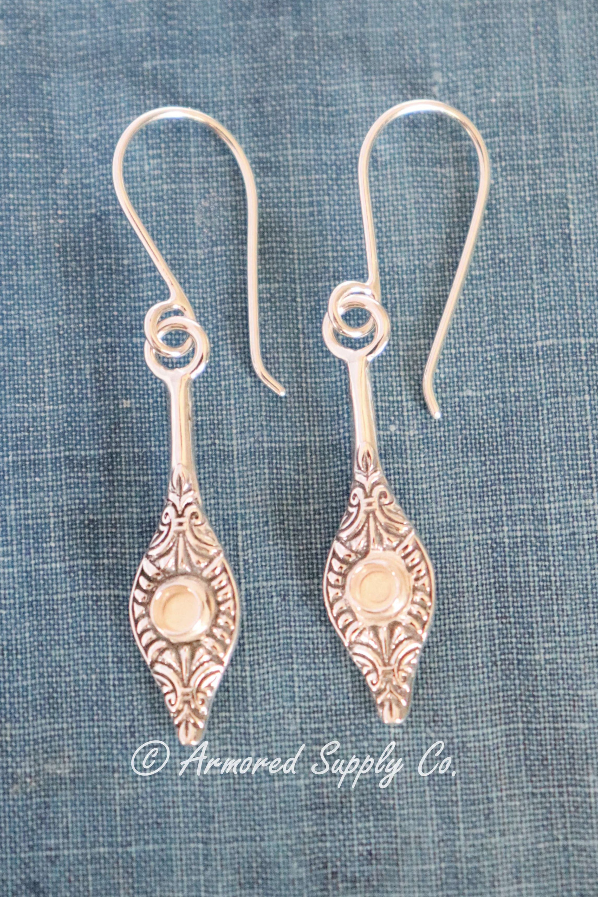 Sterling Silver Bobble Chandelier Bezel Cup Earring Blanks