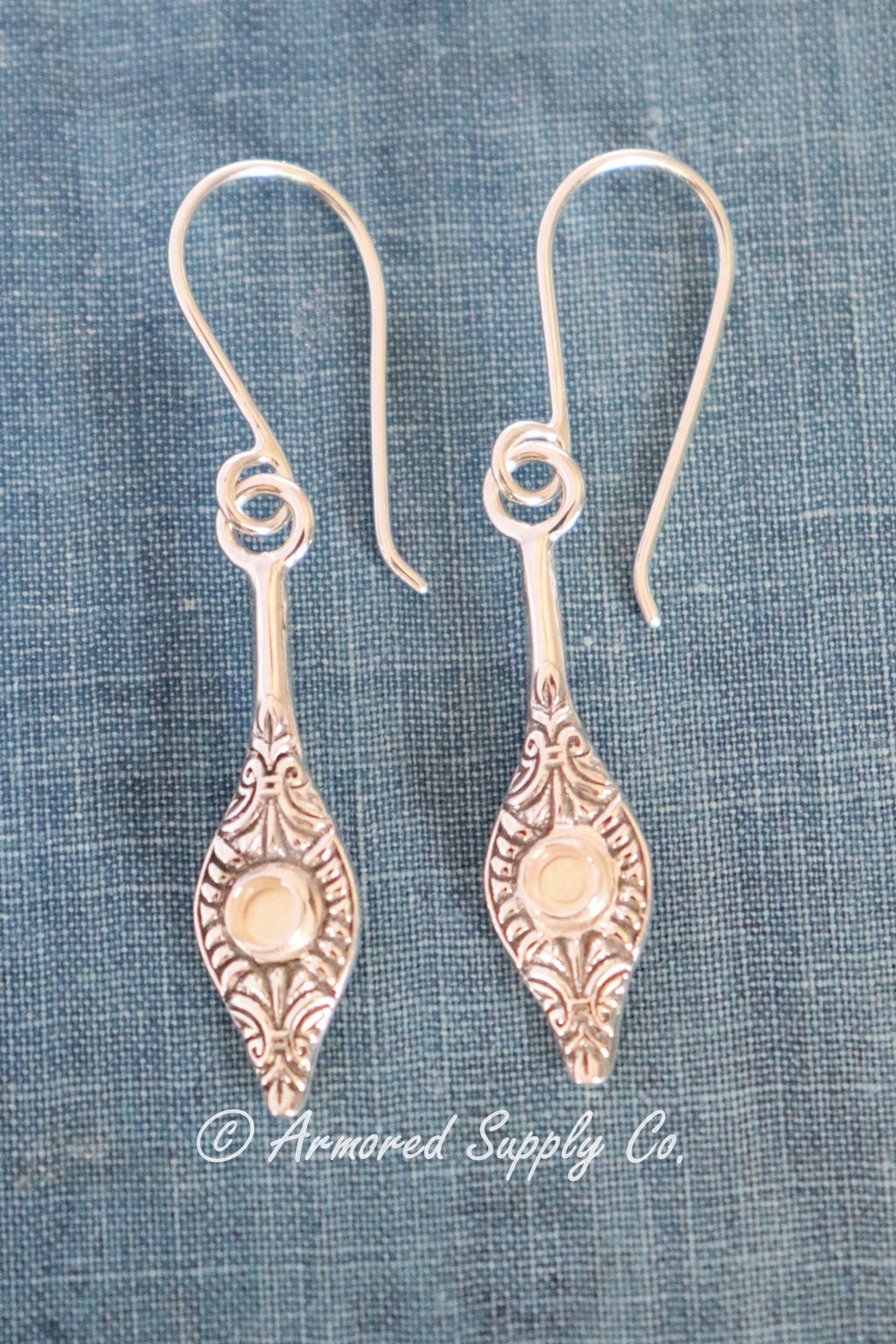Sterling Silver Bobble Chandelier Bezel Cup Earring Blanks