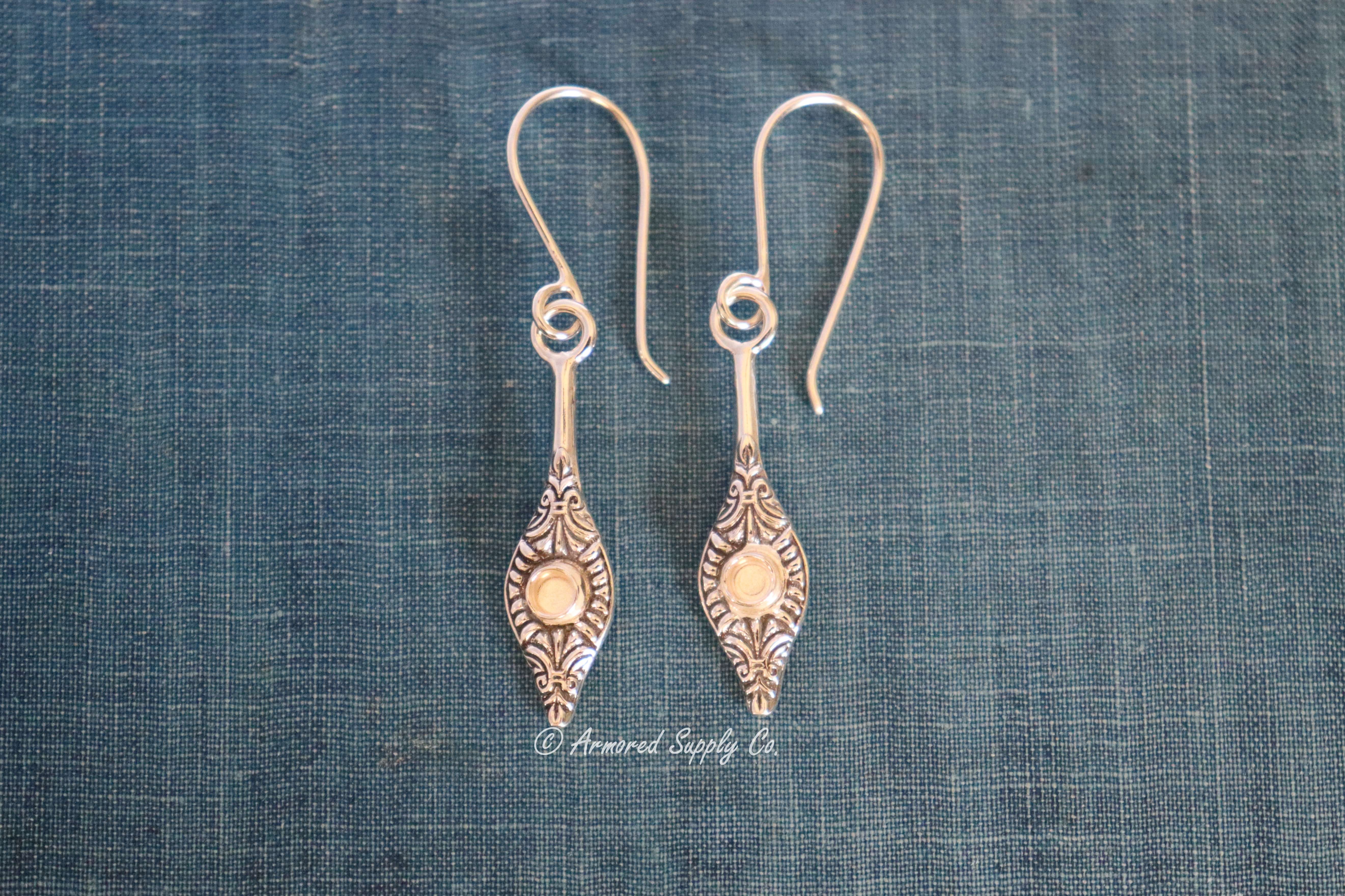 Sterling Silver Bobble Chandelier Bezel Cup Earring Blanks