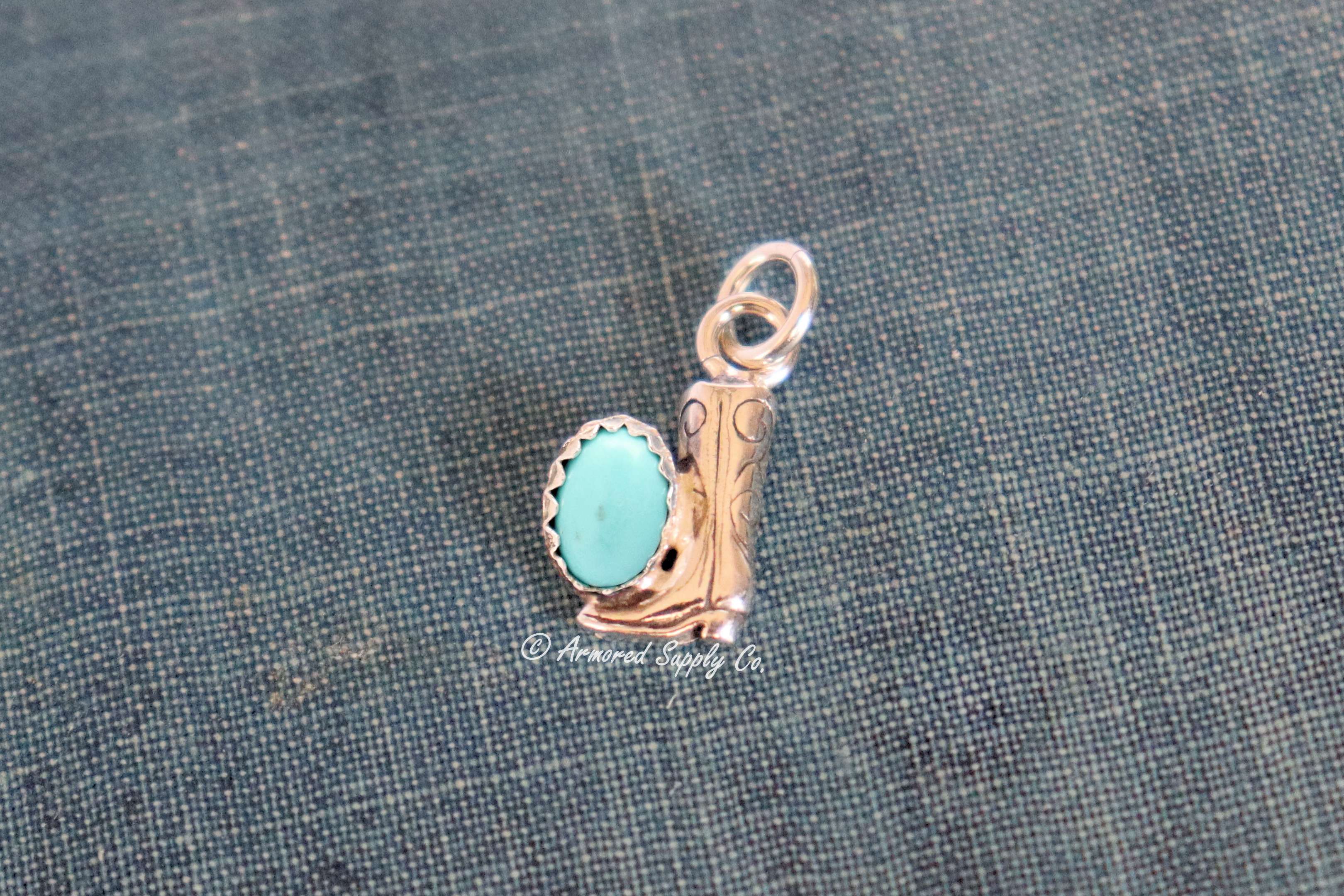 Sterling Silver Cowboy Boot Bezel Cup Charm #2
