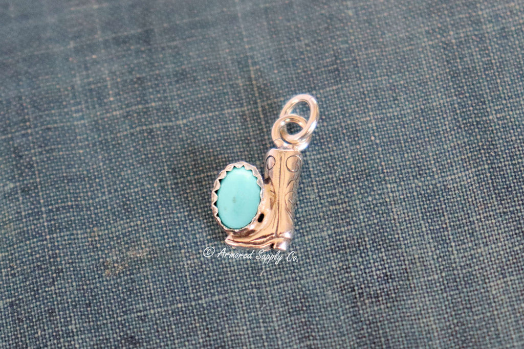 Sterling Silver Cowboy Boot Bezel Cup Charm #2