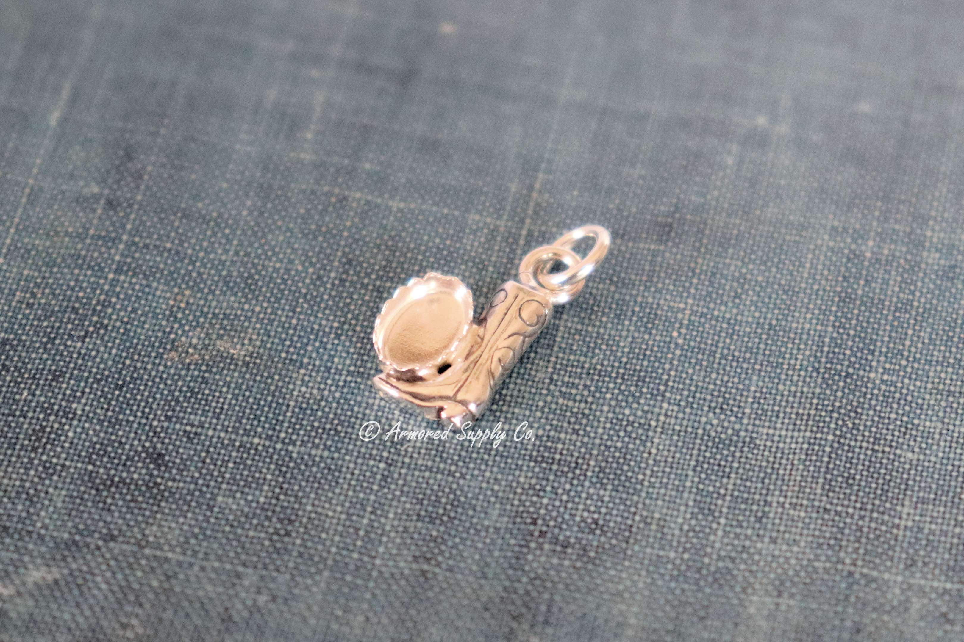 Sterling Silver Cowboy Boot Bezel Cup Charm #2