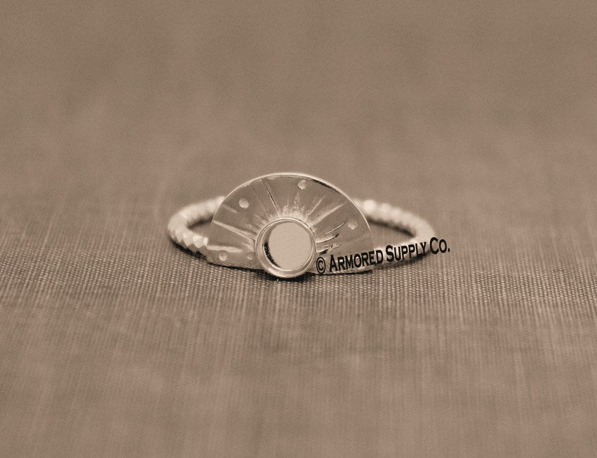 Custom - Yellow Gold Filled Sunrise Ring, PLAIN BAND, 4mm bezel cup