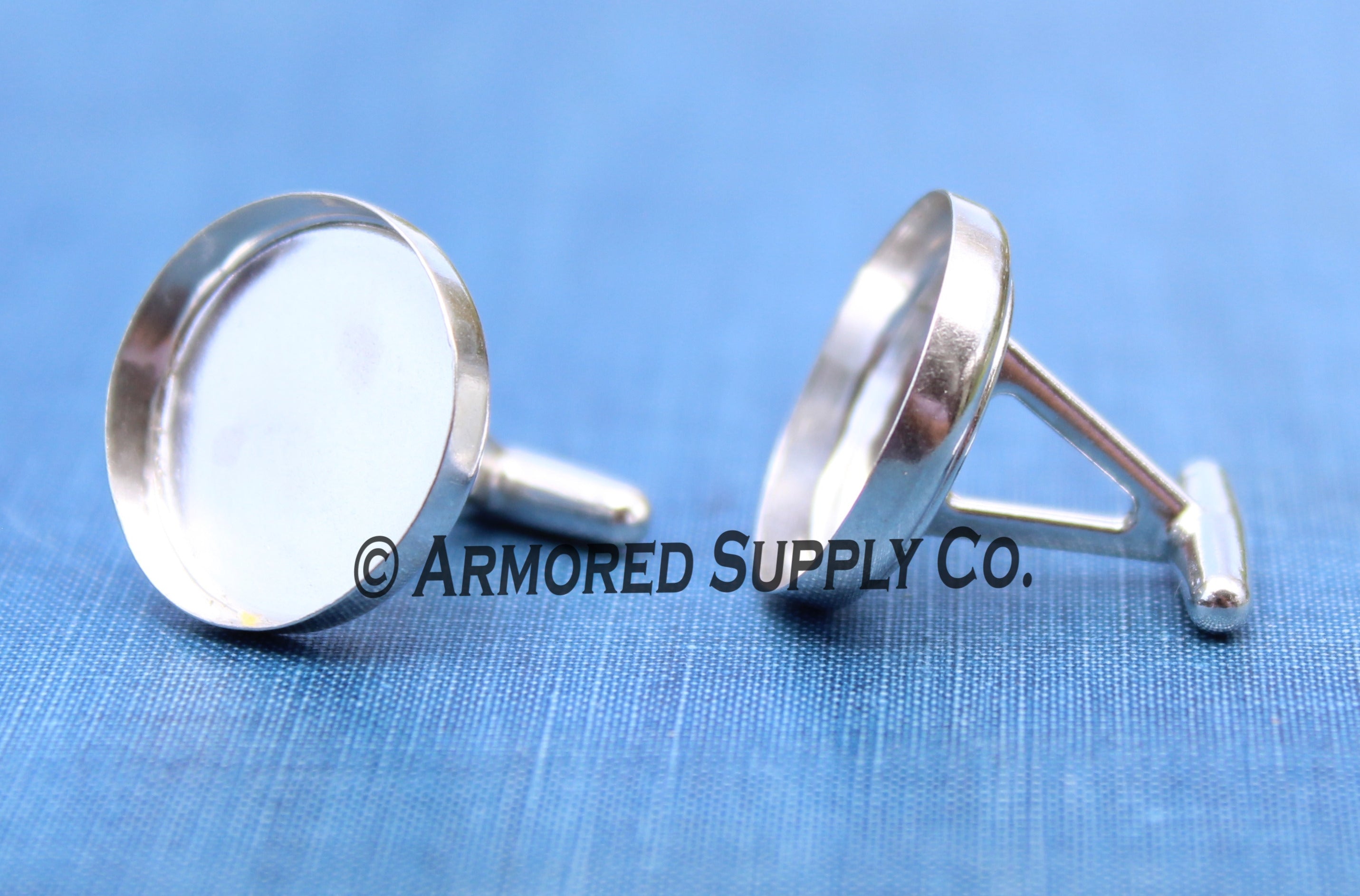 Sterling Silver 18mm Round Bezel Cuff Links