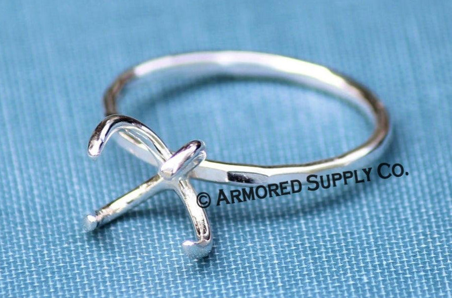 Sturdy Claw Ring Blank 4 Prong Silver Band Raw Stone Setting