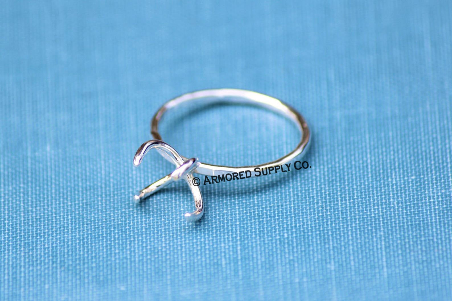 Sturdy Claw Ring Blank 4 Prong Silver Band Raw Stone Setting
