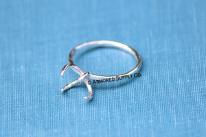 Sturdy Claw Ring Blank 4 Prong Silver Band Raw Stone Setting