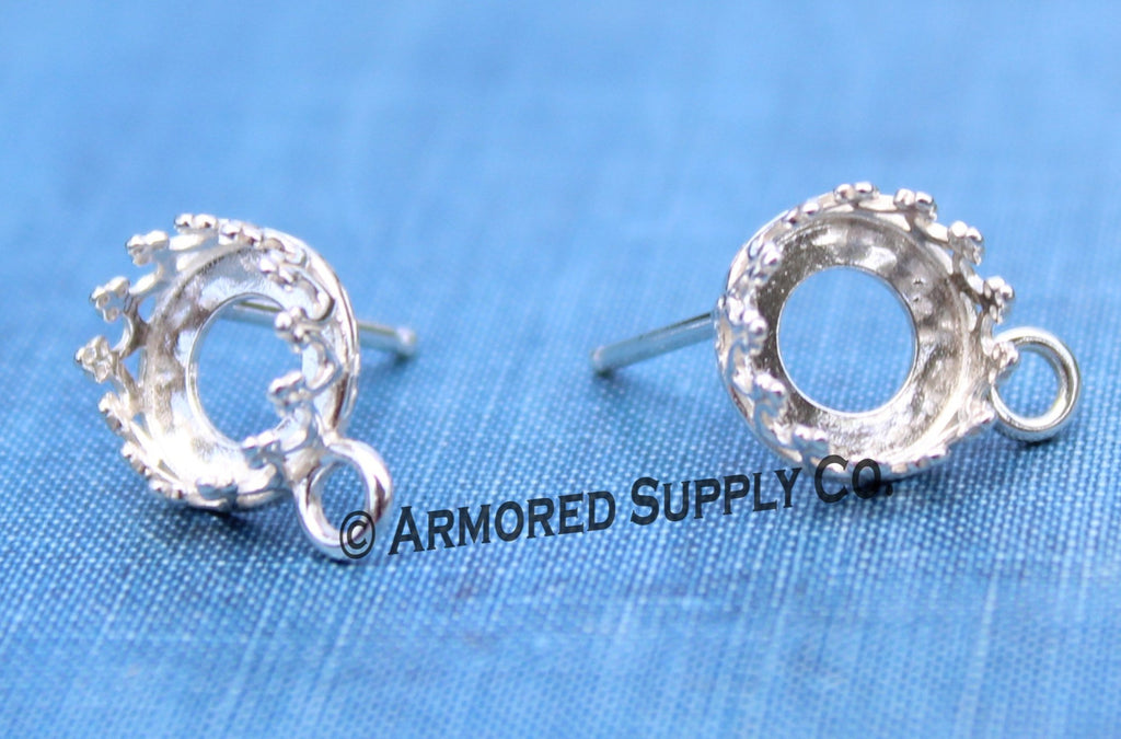 12mm Crown LOOP Earring Stud Blanks