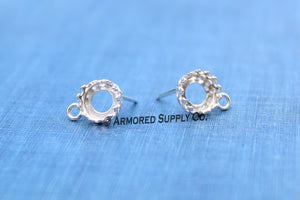 6mm Crown LOOP Silver Stud Earring Blanks