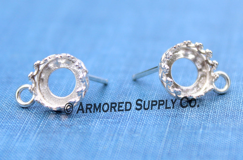 8mm Crown LOOP Bezel Stud Earring Blanks