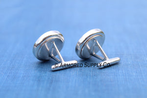 Sterling Silver 16mm Round Bezel Cuff Links