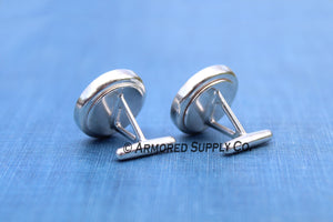 Sterling Silver 14mm Round Bezel Cuff Links