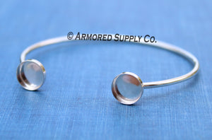 Silver Double Bezel Open Cuff Bracelet Blank Setting