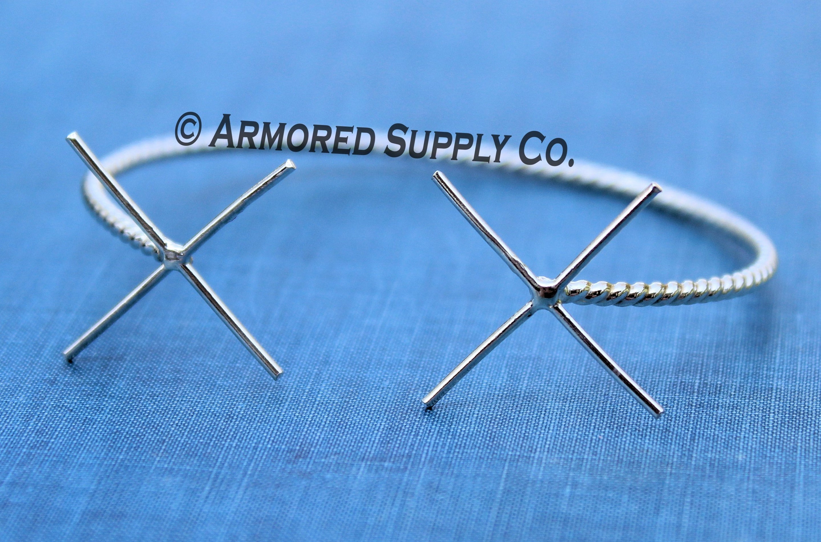 ROPE Silver Double Claw Prong Raw Stone Bracelet Blank, 4 Prong Setting