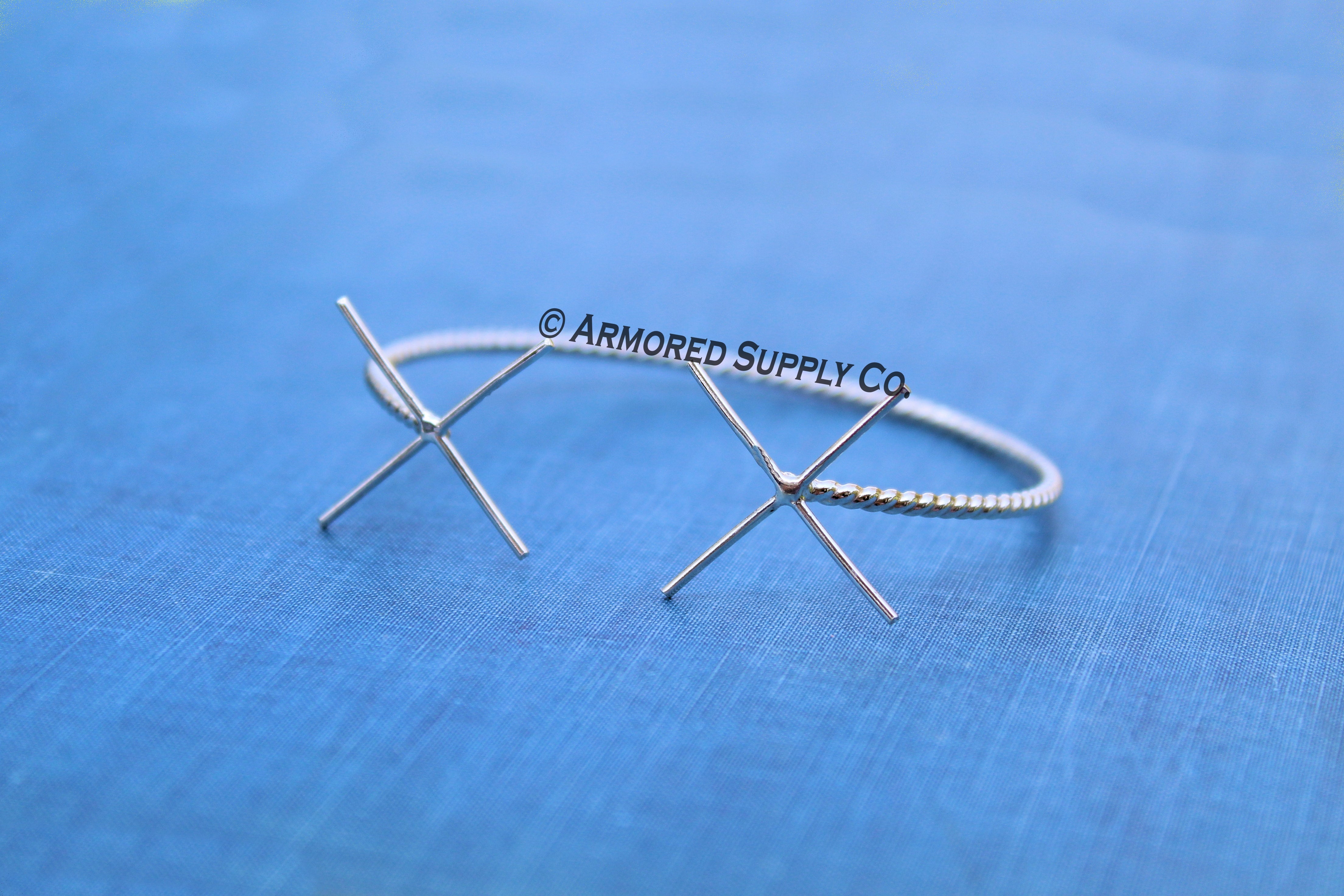 ROPE Silver Double Claw Prong Raw Stone Bracelet Blank, 4 Prong Setting