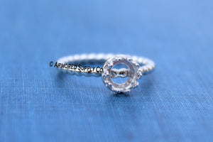 Silver Beaded Crown Bezel Cup Ring blank