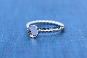 Silver Beaded Serrated Bezel Cup Ring blank