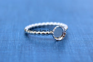 Silver Beaded Serrated Bezel Cup Ring blank