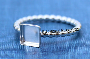 Silver Beaded 6mm Square Bezel Ring Blank