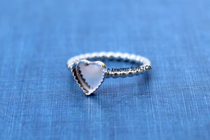 Silver Beaded 16mm Serrated Heart Bezel Ring Blank