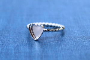 Silver Beaded 10mm Heart Bezel Ring Blank